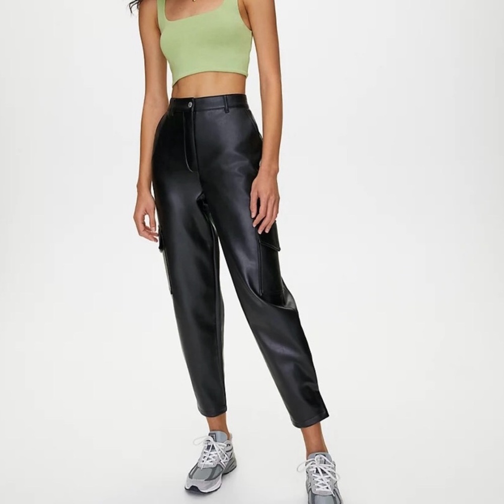 Leather modern cargo pants